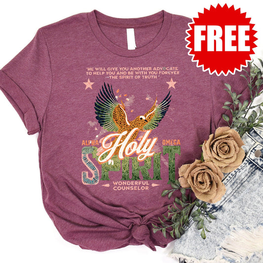 Holy Spirit Tee - Heather Burgundy - 0