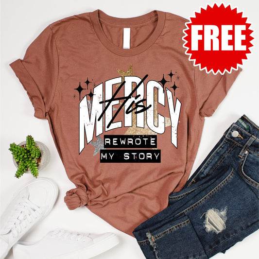 His Mercy Tee - Heather Chestnut - 0