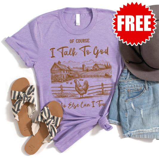 I Talk to God Tee - Heather Dark Lavender - 0