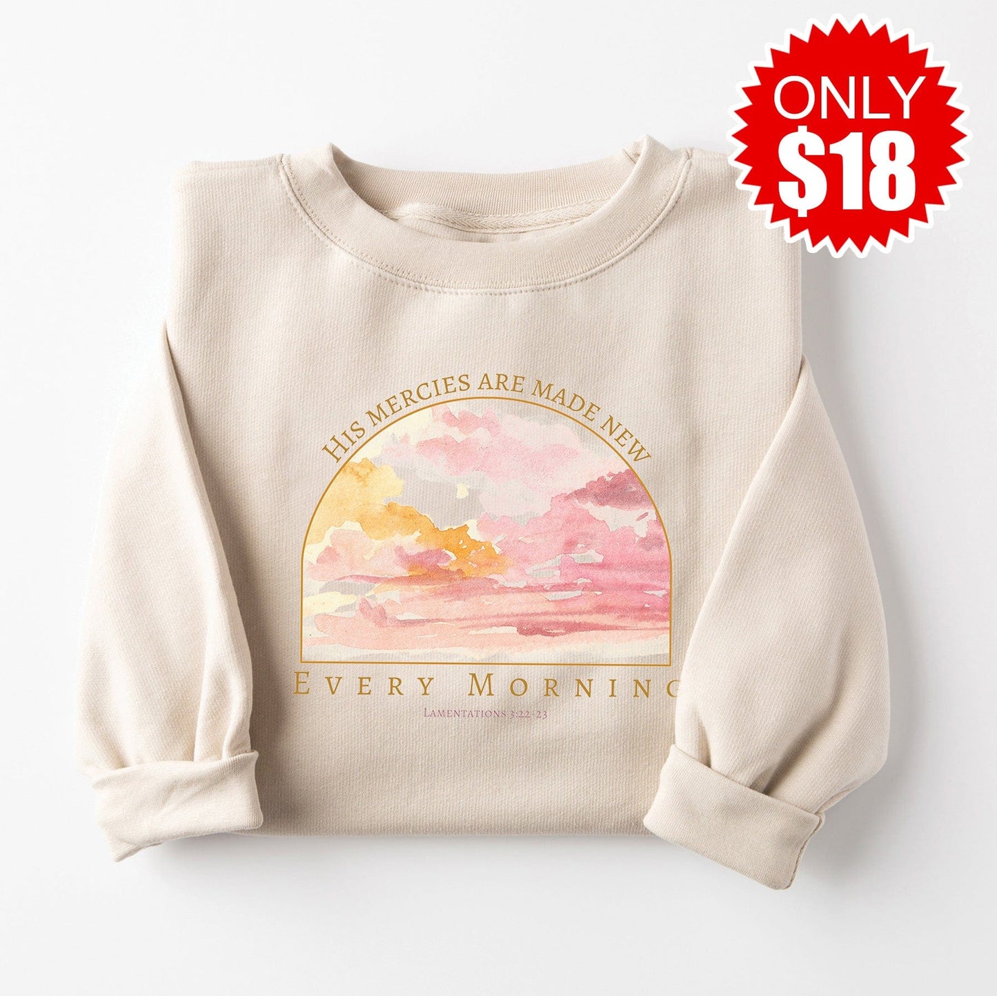 His Mercies are Made New Crewneck Sweatshirt - Heather Dust