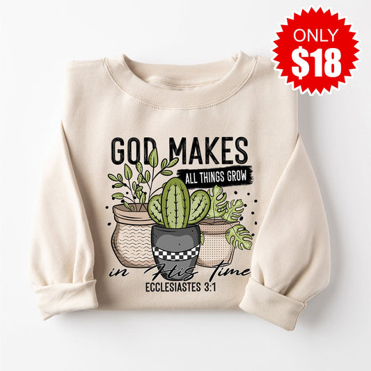 God Makes All Things Grow Sweatshirt - Heather Dust - 18