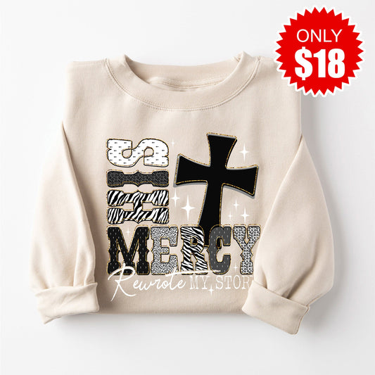 His Mercy Sweatshirt - Heather Dust - 18