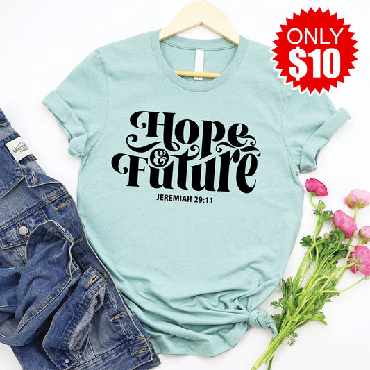 Hope and Future Tee - Heather Dusty Blue