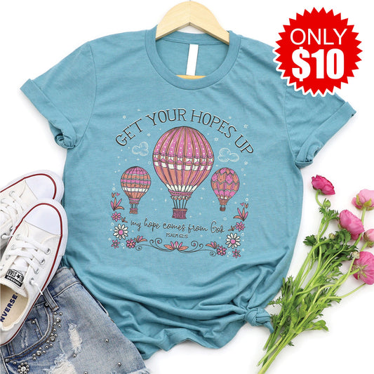 Hopes Up Balloon Tee - Heather Lagoon