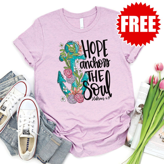 Hope Anchors the Soul Tee - Heather Lilac - 0