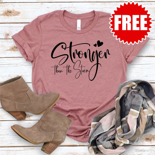Stronger Than The Storm Tee - Heather Mauve - FREE