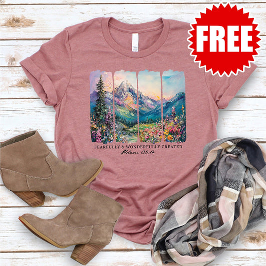 Fearfully and Wonderfully Created Tee - Heather Mauve - FREE