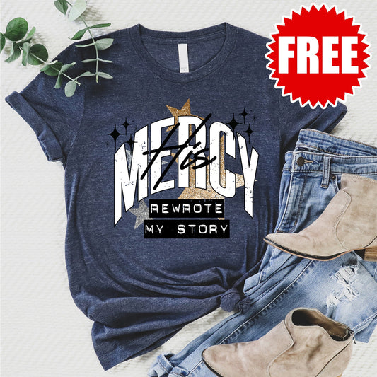 His Mercy Tee - Heather Navy - 0