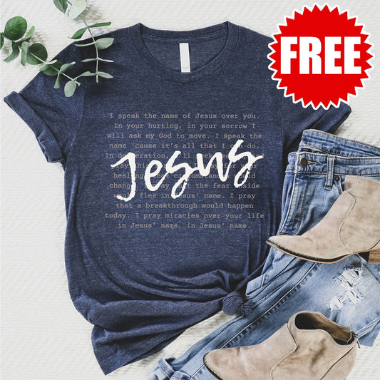 I Speak The Name of Jesus Tee - Heather Navy Style001