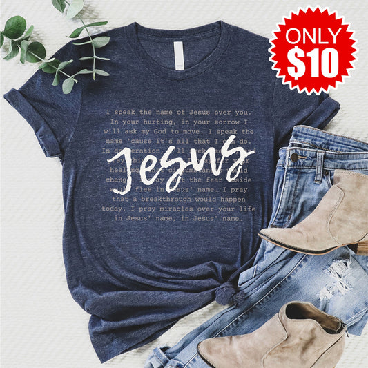 I Speak The Name of Jesus Tee - Heather Navy