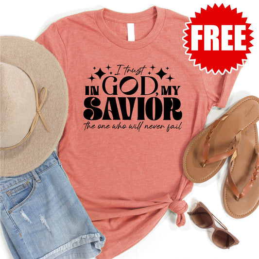 I Trust In My God Tee - Heather Papaya - FREE