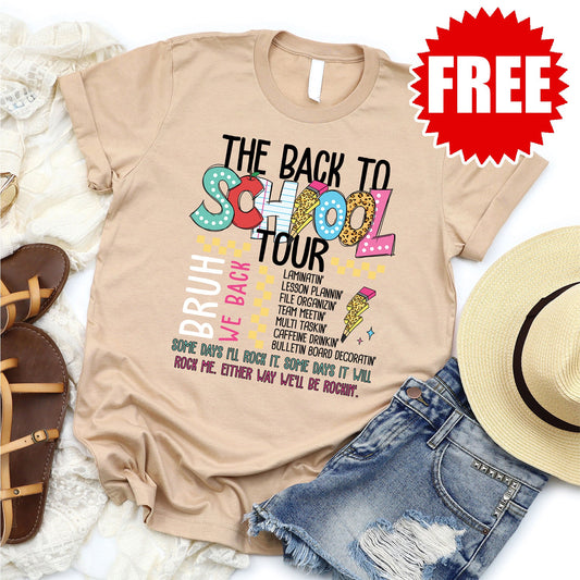 Back to School Tour Tee - Heather Sand Dune - 0