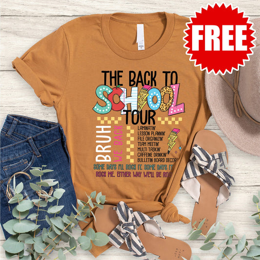 Back to School Tour Tee - Heather Toast - 0
