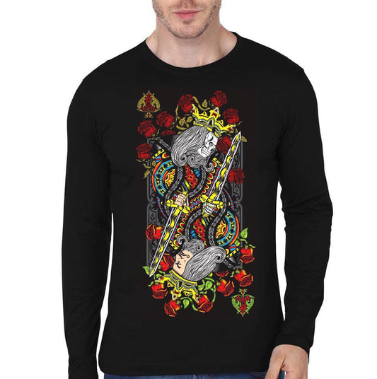 King Skull Card Black Full Sleeve T-Shirt