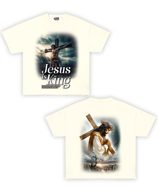 Jesus Is King Tribute Vintage Shirt: Front/Back (White)