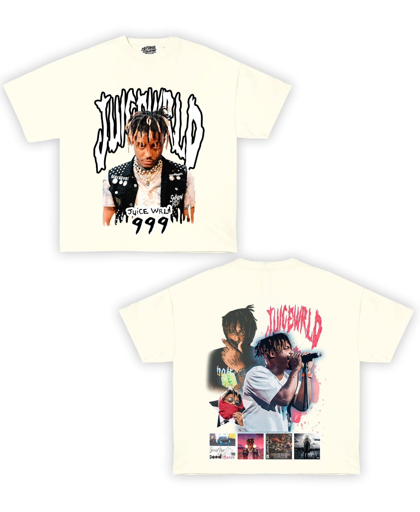 Juice Wrld Tribute Vintage Shirt: Front/Back (White)