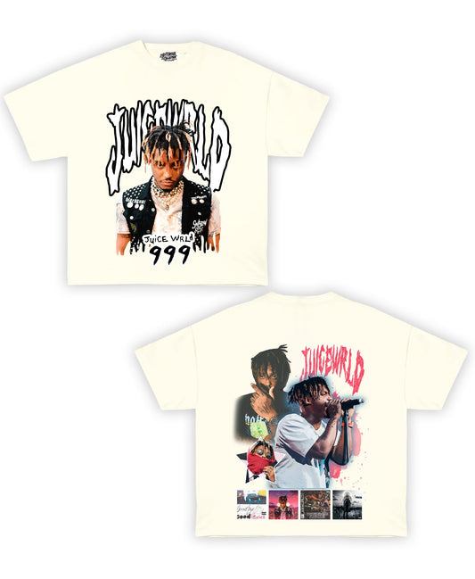 Juice Wrld Tribute Vintage Shirt: Front/Back (White)