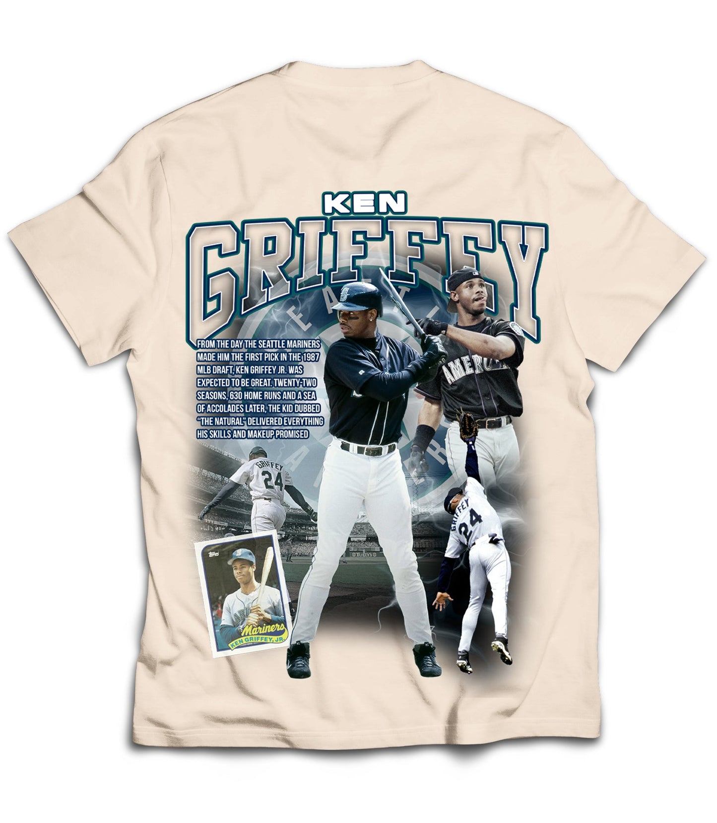 Ken Griffey Jr Tribute Vintage Shirt: Front/Back (White)