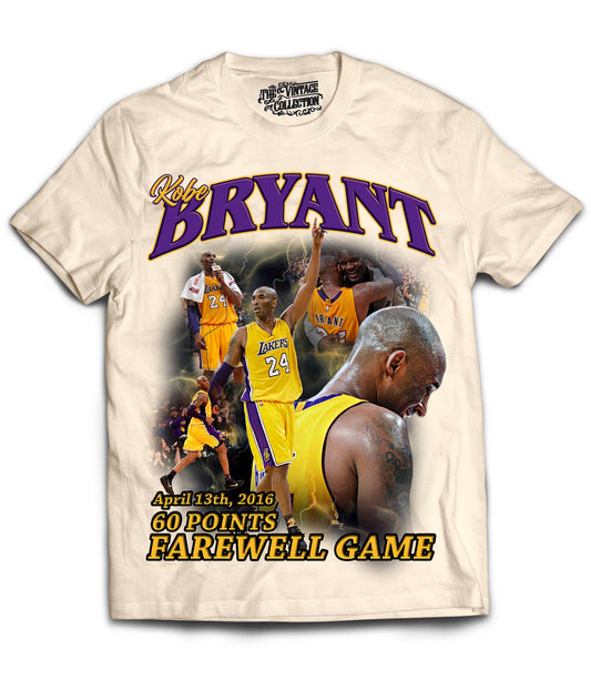 Kobe Farewell Tribute Vintage Shirt: Front/Back (White)