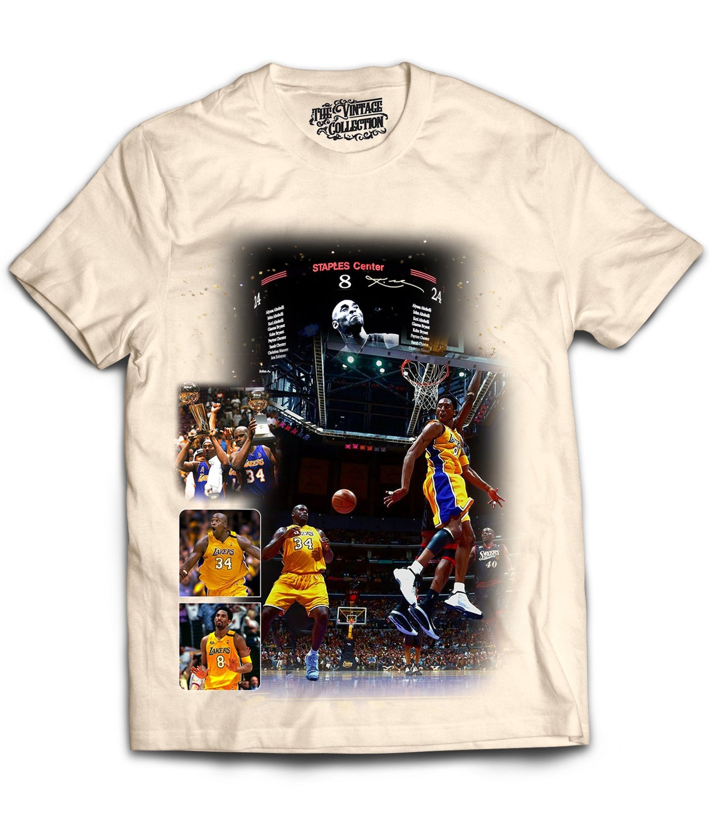 Kobe / Shaq Tribute Vintage Shirt: Front/Back (White)