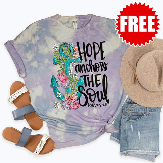 Hope Anchors the Soul Tee - Lavender Sky Tie Dye - 0