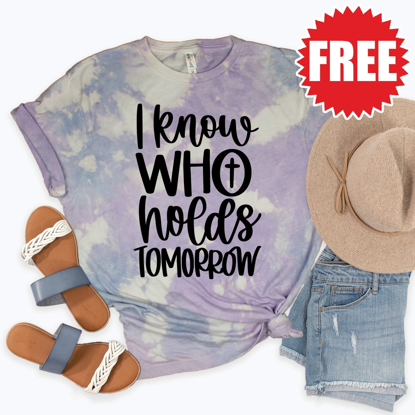 I Know Who Holds Tomorrow Tee - Lavender Sky Tie Dye - 0