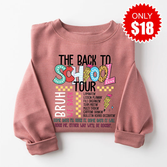 Back to School Tour Sweatshirt - Heather Mauve - 18