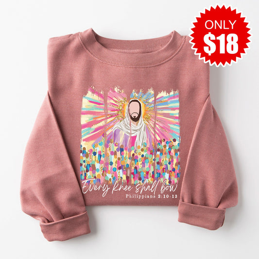 Jesus Watercolor Sweatshirt - Heather Mauve - 18