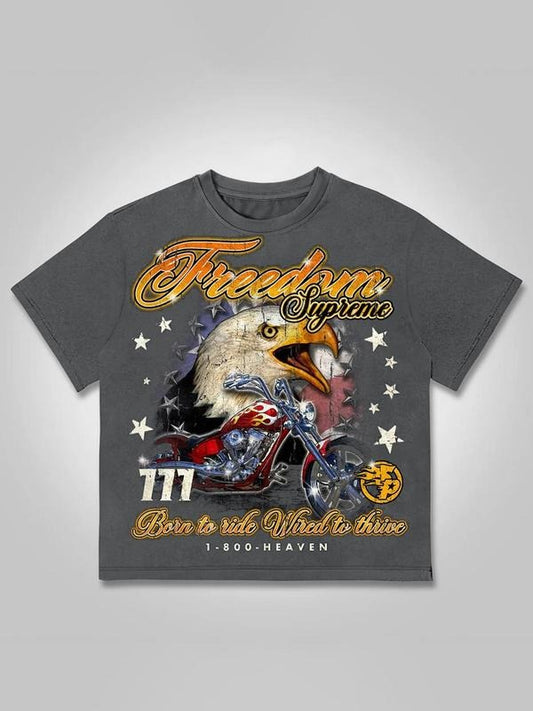 Men's Eagle & Letter Print Short Sleeve Graphic Tee, Casual Round Neck T-shirt for Summer, Fashion Men's Top for Daily Wear
