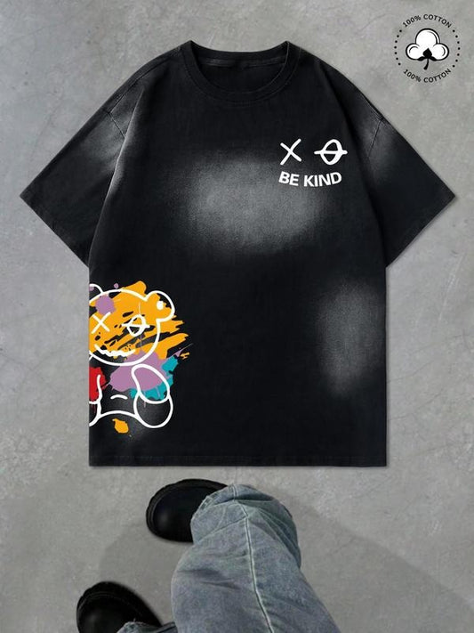 Men's Regular Fit XOXO Print Short Sleeve Graphic Tee, Casual Round Neck T-shirt for Summer, Fashion Men's Top for Daily Wear, Tropical