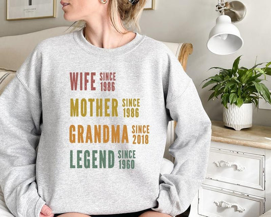 Personalized Mom Grandma Shirt, Mother's Day Shirt, Wife Mother Grandma Legend, Grandmother Custom Dates, Funny Mom Birthday Gift for Women