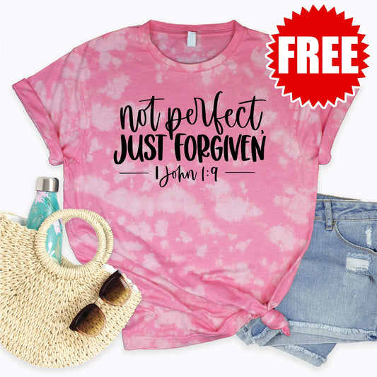 Not Perfect Just Forgiven Tee - Pink Peony Tie Dye - 0