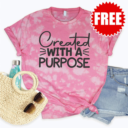 Created With A Purpose Tee - Pink Peony Tie Dye - 0