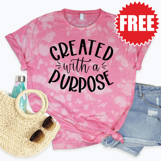 Created With A Purpose Tee - Pink Peony Tie Dye - 0 Style001