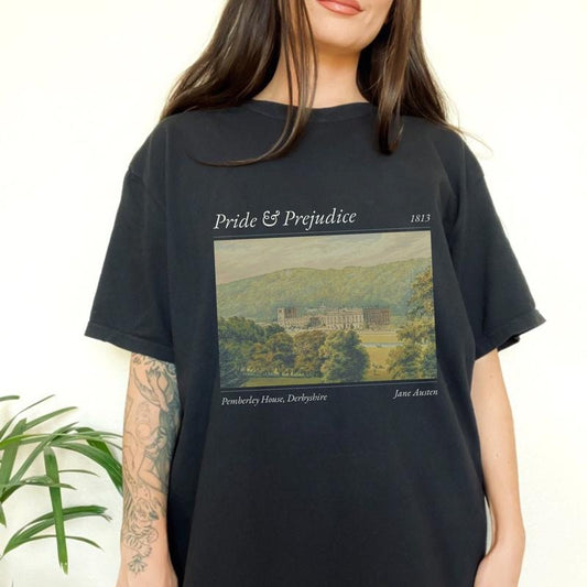 Pride and Prejudice T-shirt. Pemberley House Shirt. Mr. Darcy and Elizabeth Bennet shirt. Jane Austen shirt. Book lover shirt. classic books.