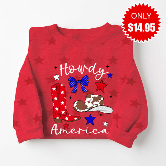 Howdy America Sweatshirt - Red Star Print - 14.95