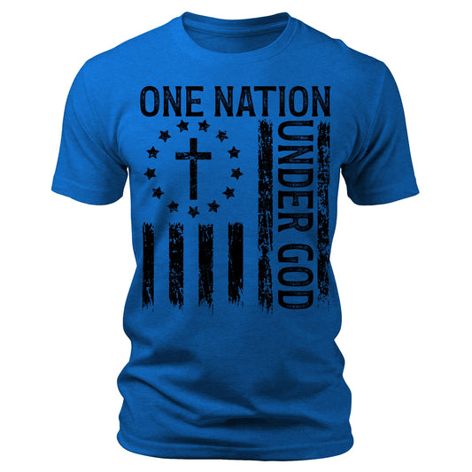 One Nation Under God Flag 4th Of July Patriotic Christian T-Shirt