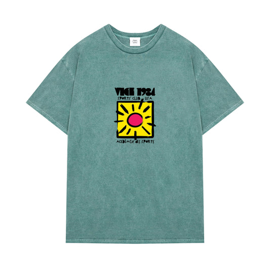 Vice 84 'Sun Sports Club' Vintage Washed Tee - Sage