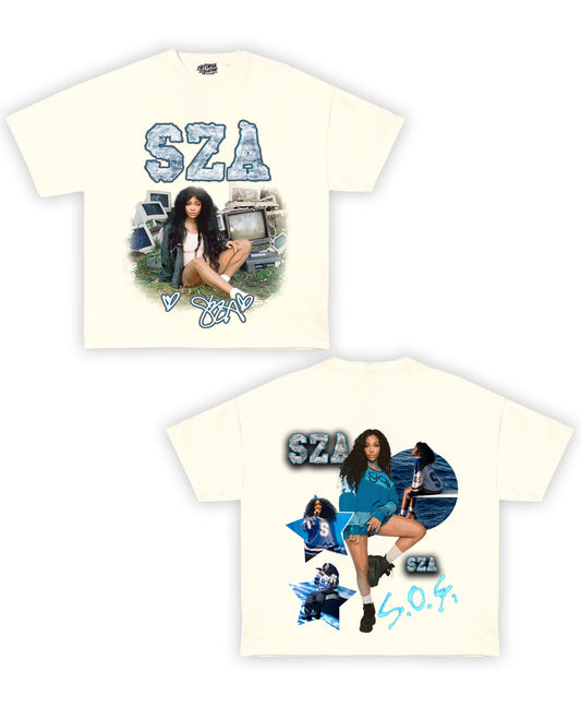 SZA Tribute Vintage Shirt #2: Front/Back (White)