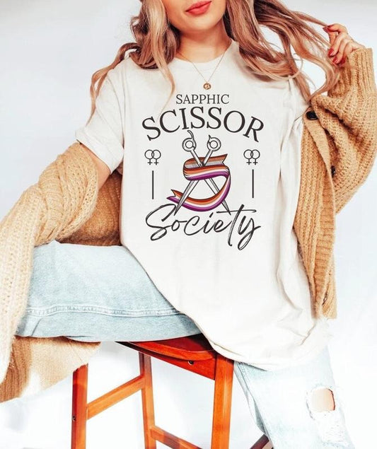 Sapphic scissor society shirt | lesbian scissor shirt | funny lesbian shirt | retro boho lesbian | femme lesbian | butch lesbian | queer  T-shirt, sweater and Hoodie