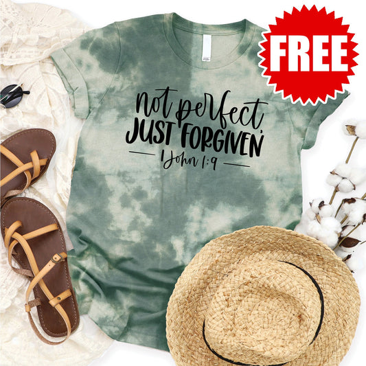 Not Perfect Just Forgiven Tee - Sapphirine Tie Dye - 0