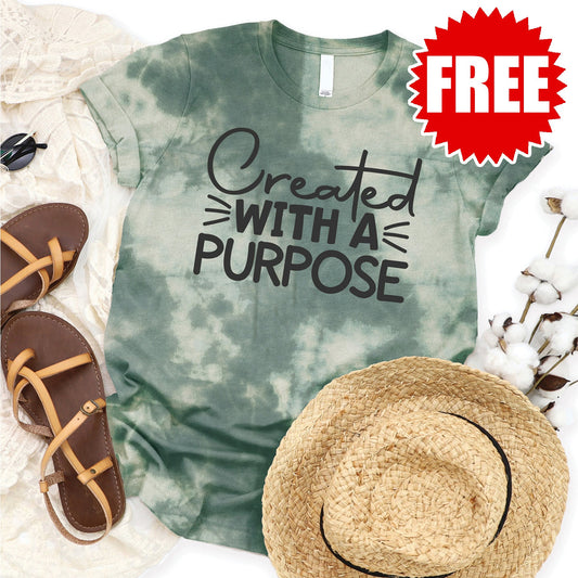 Created With A Purpose Tee - Sapphirine Tie Dye - 0
