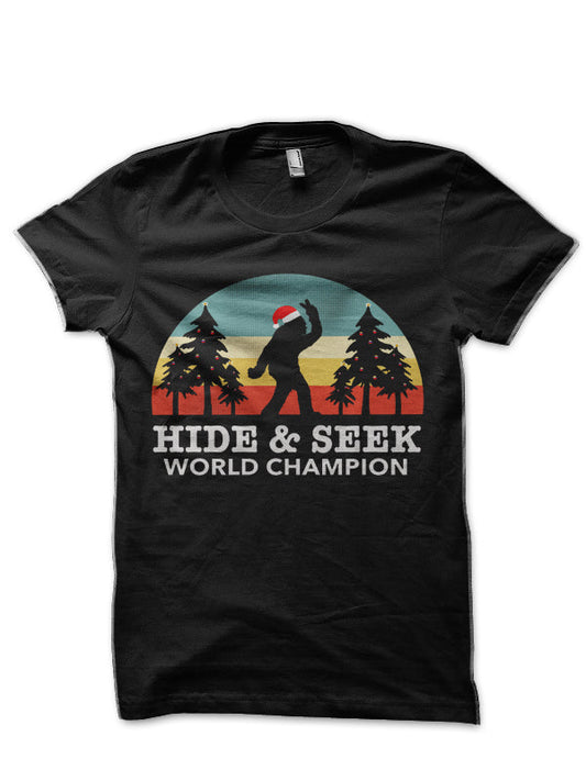 Retro Bigfoot hide and seek world champion Black T-Shirt