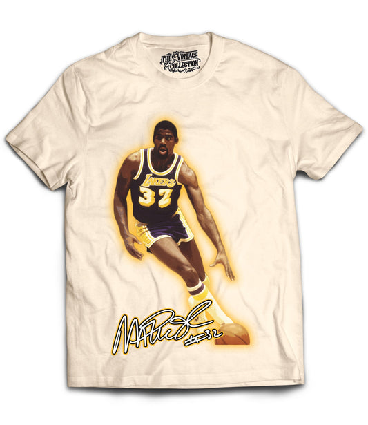 Showtime Lakers Tribute Vintage Shirt: Front/Back (White)