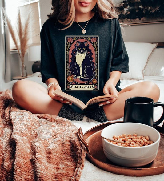 The Tuxedo Cat Tarot Card Shirt, Cat Shirt, Tuxedo Cat Shirt Tarot Shirt, Tarot Shirts, Women Tarot Card Shirt, Cat Mom Gifts, Cottagecore