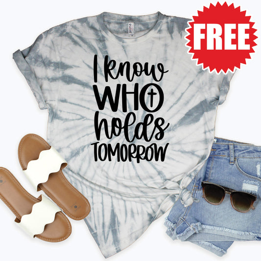 I Know Who Holds Tomorrow Tee - Tie Dye Soft Grey - 0