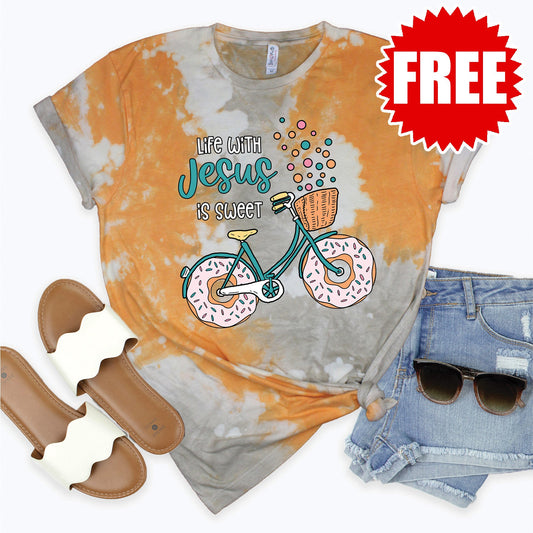 Life With Jesus Tee - Toast Splash Tie Dye - 0