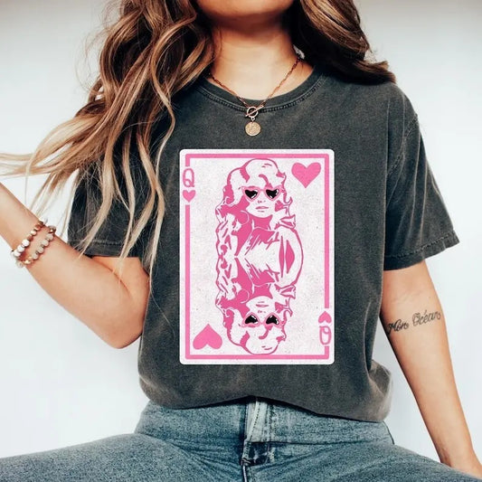 Valentine's Day Queen of Hearts Shirt, Cute Pink Dolly Valentine Shirt, Valentine's Design, Galentine's Day 2025