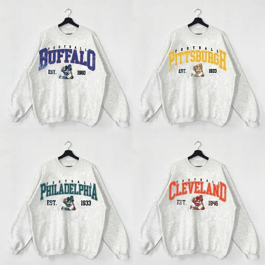 Vintage Football Sweatshirt Ash Grey Color, Vintage Sports Sweatshirts, Football Fan Gift Sweatshirts