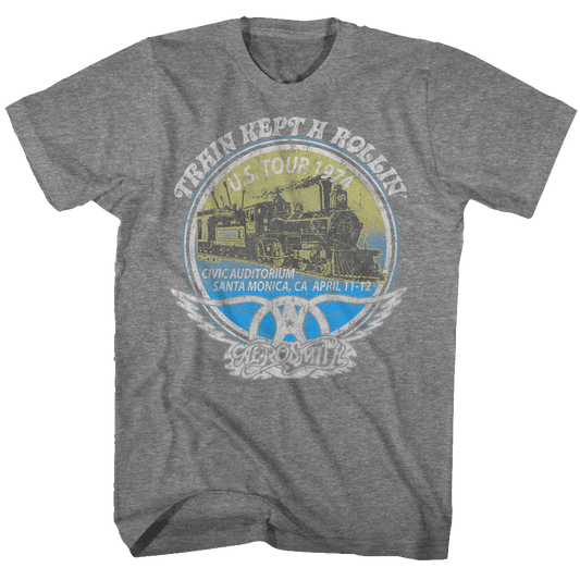 Aerosmith Train Kept a Rolling US 74 Tour Gray T-Shirt